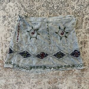 Embroidered Patchwork Wrap Skirt O/S